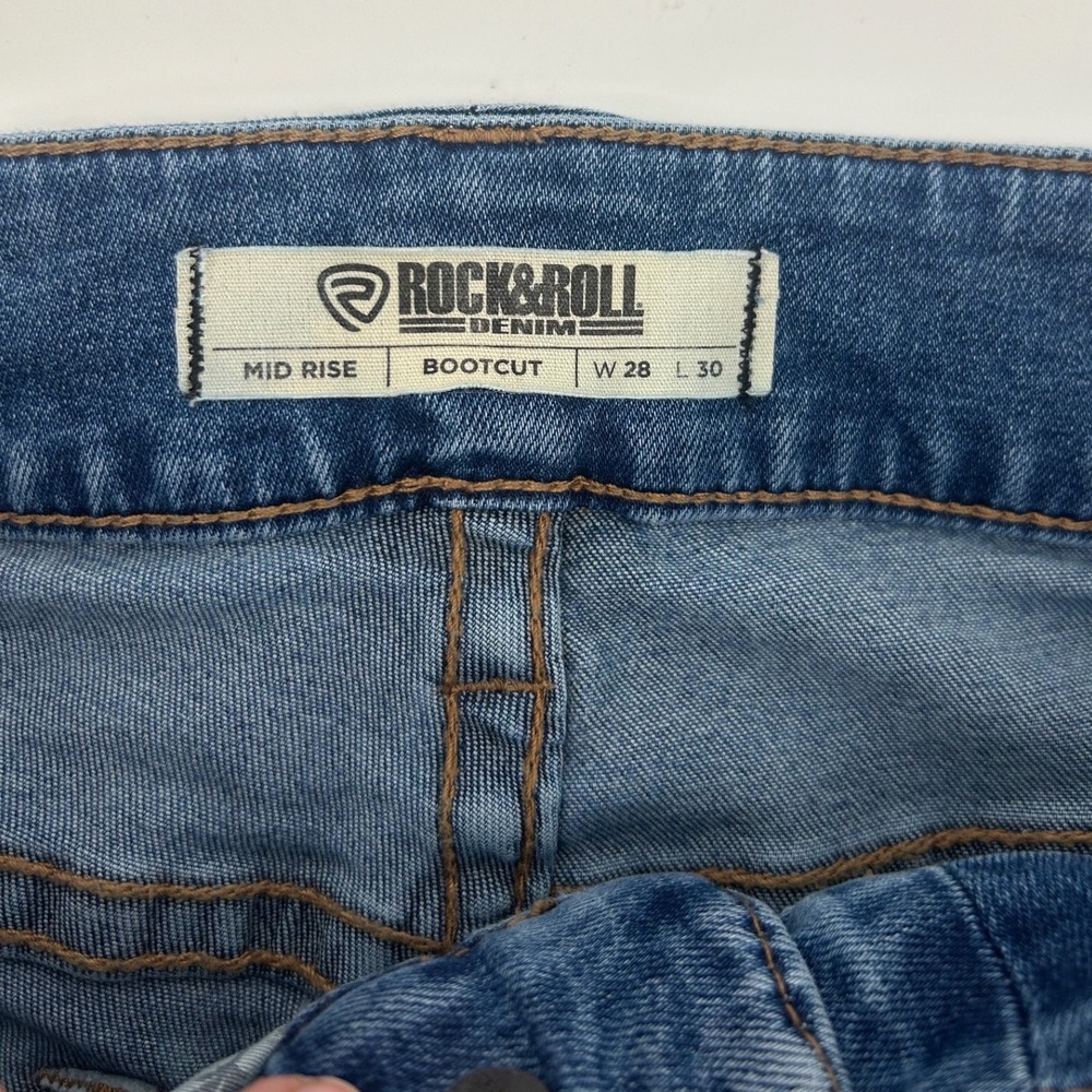 Rock & Roll Denim Womens‎ Mid Rise Bootcut Jeans Blue W28 L30 Stretch Western - Picture 3 of 12